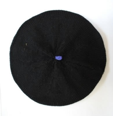 Hearts Beret on Navy top view